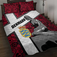 Denmark Quilt Bed Set with The Little Mermaid Statue, Danish Folk Patterns, National Heritage Pride