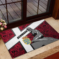 Denmark Rubber Doormat with The Little Mermaid Statue, Danish Folk Patterns, National Heritage Pride