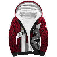 Denmark Sherpa Hoodie with The Little Mermaid Statue, Danish Folk Patterns, National Heritage Pride