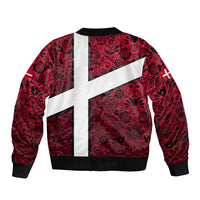 Denmark Sleeve Zip Bomber Jacket with The Little Mermaid Statue, Danish Folk Patterns, National Heritage Pride