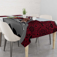 Denmark Tablecloth with The Little Mermaid Statue, Danish Folk Patterns, National Heritage Pride