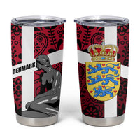 Denmark Tumbler Cup with The Little Mermaid Statue, Danish Folk Patterns, National Heritage Pride