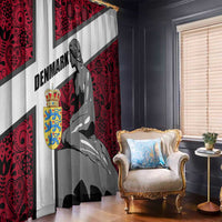 Denmark Window Curtain with The Little Mermaid Statue, Danish Folk Patterns, National Heritage Pride