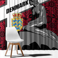 Denmark Window Curtain with The Little Mermaid Statue, Danish Folk Patterns, National Heritage Pride