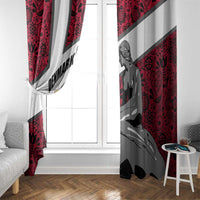 Denmark Window Curtain with The Little Mermaid Statue, Danish Folk Patterns, National Heritage Pride