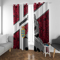 Denmark Window Curtain with The Little Mermaid Statue, Danish Folk Patterns, National Heritage Pride