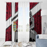 Denmark Window Curtain with The Little Mermaid Statue, Danish Folk Patterns, National Heritage Pride