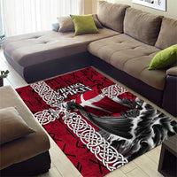 Denmark Viking Longship Area Rug Norse Rune & Celtic Cross Danish Flag