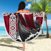 Denmark Viking Longship Beach Blanket Norse Rune & Celtic Cross Danish Flag