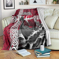 Denmark Viking Longship Blanket Norse Rune & Celtic Cross Danish Flag