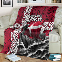Denmark Viking Longship Blanket Norse Rune & Celtic Cross Danish Flag