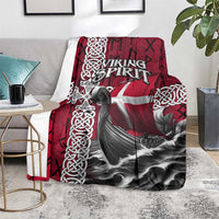 Denmark Viking Longship Blanket Norse Rune & Celtic Cross Danish Flag