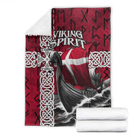 Denmark Viking Longship Blanket Norse Rune & Celtic Cross Danish Flag