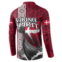 Denmark Viking Longship Button Sweatshirt Norse Rune & Celtic Cross Danish Flag