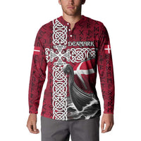 Denmark Viking Longship Button Sweatshirt Norse Rune & Celtic Cross Danish Flag