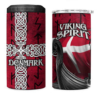 Denmark Viking Longship 4 in 1 Can Cooler Tumbler Norse Rune & Celtic Cross Danish Flag