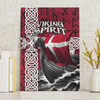 Denmark Viking Longship Canvas Wall Art Norse Rune & Celtic Cross Danish Flag