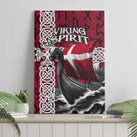 Denmark Viking Longship Canvas Wall Art Norse Rune & Celtic Cross Danish Flag