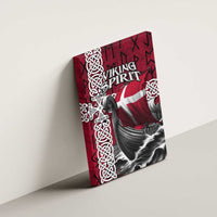 Denmark Viking Longship Canvas Wall Art Norse Rune & Celtic Cross Danish Flag