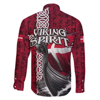 Denmark Viking Longship Family Matching Long Sleeve Bodycon Dress and Hawaiian Shirt Norse Rune & Celtic Cross Danish Flag