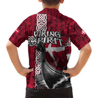 Denmark Viking Longship Family Matching Short Sleeve Bodycon Dress and Hawaiian Shirt Norse Rune & Celtic Cross Danish Flag