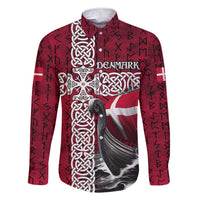 Denmark Viking Longship Family Matching Short Sleeve Bodycon Dress and Hawaiian Shirt Norse Rune & Celtic Cross Danish Flag