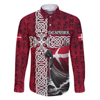 Denmark Viking Longship Family Matching Summer Maxi Dress and Hawaiian Shirt Norse Rune & Celtic Cross Danish Flag
