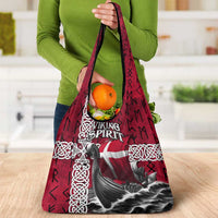 Denmark Viking Longship Grocery Bag Norse Rune & Celtic Cross Danish Flag