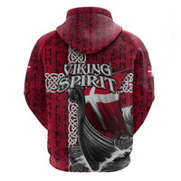 Denmark Viking Longship Hoodie Norse Rune & Celtic Cross Danish Flag