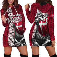 Denmark Viking Longship Hoodie Dress Norse Rune & Celtic Cross Danish Flag