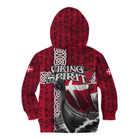 Denmark Viking Longship Kid Hoodie Norse Rune & Celtic Cross Danish Flag