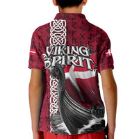 Denmark Viking Longship Kid Polo Shirt Norse Rune & Celtic Cross Danish Flag
