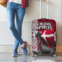 Denmark Viking Longship Luggage Cover Norse Rune & Celtic Cross Danish Flag