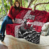 Denmark Viking Longship Quilt Norse Rune & Celtic Cross Danish Flag