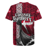 Denmark Viking Longship Rugby Jersey Norse Rune & Celtic Cross Danish Flag