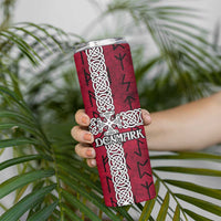 Denmark Viking Longship Skinny Tumbler Norse Rune & Celtic Cross Danish Flag