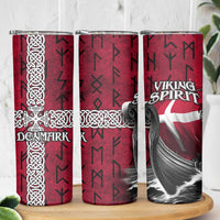 Denmark Viking Longship Skinny Tumbler Norse Rune & Celtic Cross Danish Flag