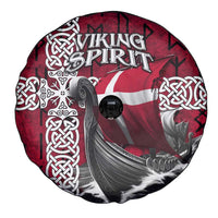 Denmark Viking Longship Spare Tire Cover Norse Rune & Celtic Cross Danish Flag