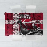 Denmark Viking Longship Tablecloth Norse Rune & Celtic Cross Danish Flag