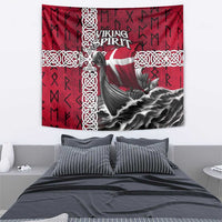 Denmark Viking Longship Tapestry Norse Rune & Celtic Cross Danish Flag