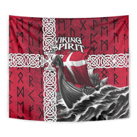 Denmark Viking Longship Tapestry Norse Rune & Celtic Cross Danish Flag