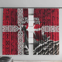Denmark Viking Longship Window Curtain Norse Rune & Celtic Cross Danish Flag
