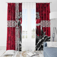 Denmark Viking Longship Window Curtain Norse Rune & Celtic Cross Danish Flag