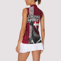 Denmark Viking Longship Women Sleeveless Polo Shirt Norse Rune & Celtic Cross Danish Flag