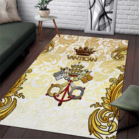 Vatican Gold Baroque Area Rug Papal Crown & Keys Vintage Catholic