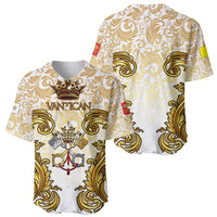 Vatican Gold Baroque Baseball Jersey Papal Crown & Keys Vintage Catholic