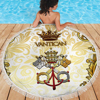 Vatican Gold Baroque Beach Blanket Papal Crown & Keys Vintage Catholic