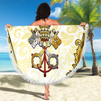Vatican Gold Baroque Beach Blanket Papal Crown & Keys Vintage Catholic