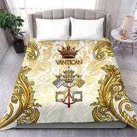Vatican Gold Baroque Bedding Set Papal Crown & Keys Vintage Catholic