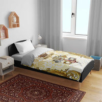 Vatican Gold Baroque Bedding Set Papal Crown & Keys Vintage Catholic